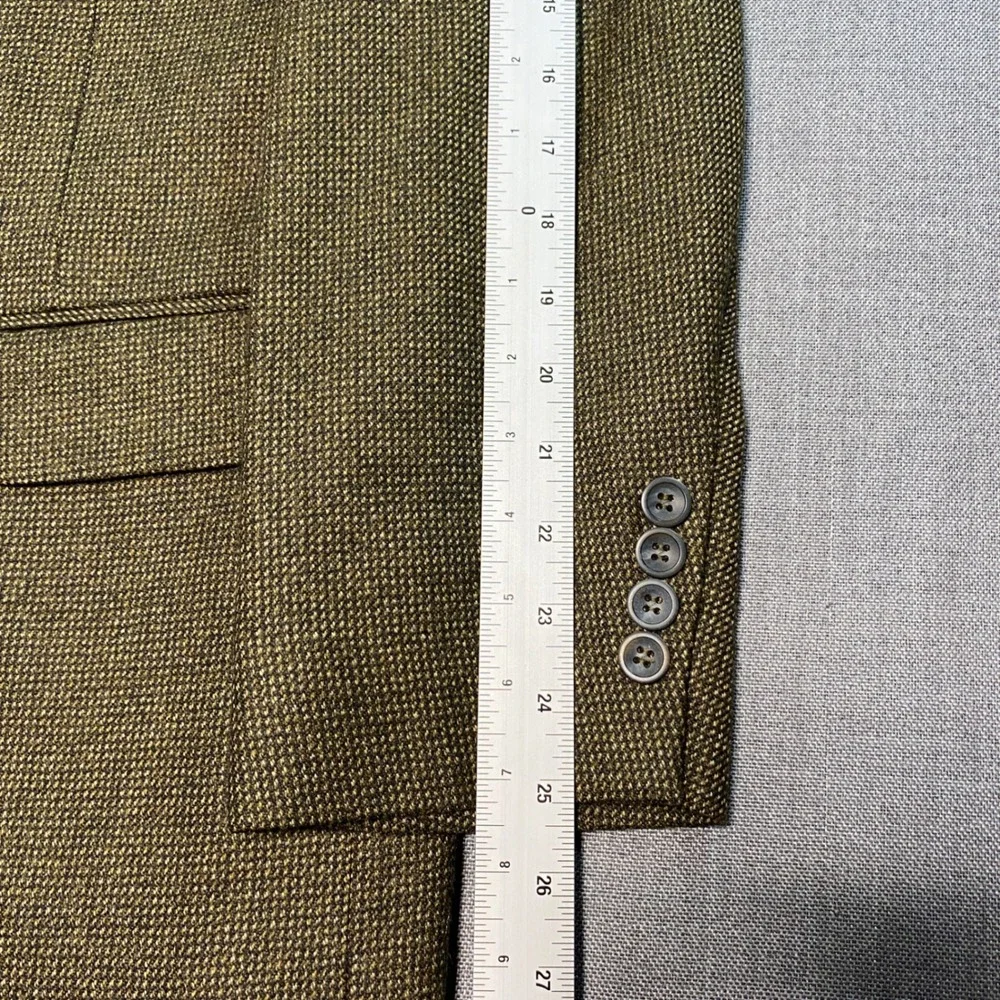 Holbrook Mens 42L Blazer Jacket 100% Lambswool Olive Green‎ Micro Check 4215